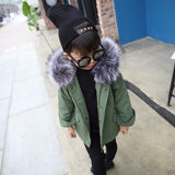 Winter Warm Hooded Parka Coat with Faux Fur Collar