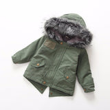 Winter Warm Hooded Parka Coat with Faux Fur Collar