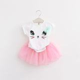 Girls Cartoon Kitten Clothes Set