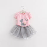 Girls Cartoon Kitten Clothes Set