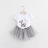 Girls Cartoon Kitten Clothes Set