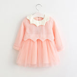 Winter Princess Tulle Sweater Zig Zag Collar Dress Girls