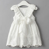 Back Bow White Dress Girls Dress