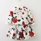 Floral Coat + Rose Floral Skirt Girls Set