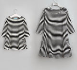 Family Matching Outfits - Mother And Daughter Striped Dress