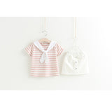 Striped T-shirt+White Skirt Girl Set