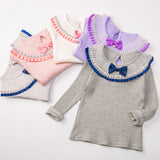 Bow 0-neck Design Sweater Top Girls