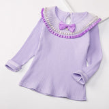 Bow 0-neck Design Sweater Top Girls