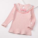 Bow 0-neck Design Sweater Top Girls