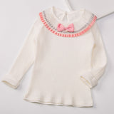 Bow 0-neck Design Sweater Top Girls