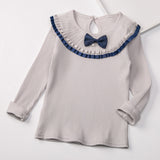 Bow 0-neck Design Sweater Top Girls