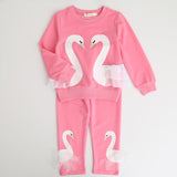 Lovely Swan Sweatshirt + Pants Girls Set