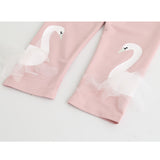 Lovely Swan Sweatshirt + Pants Girls Set