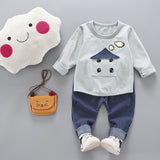 House Applique Sweatshirt+Striped Pants Baby Set