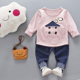 House Applique Sweatshirt+Striped Pants Baby Set