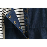 Striped Long Sleeves Shirt+Jeans Dress Girls set