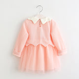 Winter Princess Tulle Sweater Zig Zag Collar Dress Girls