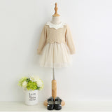 Winter Princess Tulle Sweater Zig Zag Collar Dress Girls