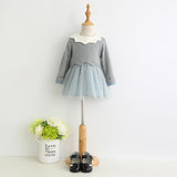 Winter Princess Tulle Sweater Zig Zag Collar Dress Girls