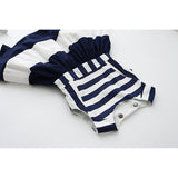 Stripes Navy Hollow Back Girl Dress