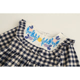 Embroidered Plaid Dress Girls