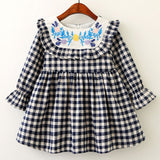 Embroidered Plaid Dress Girls