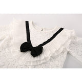 Lace Bow Shirt + Ball Skirt Girls Set