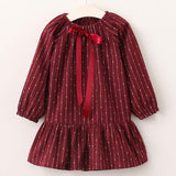 Red Dot Ribbon Dress Girls