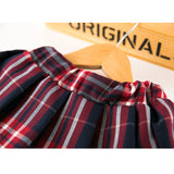 Bow T-shirt + Red Plaid Skirt Girls Set